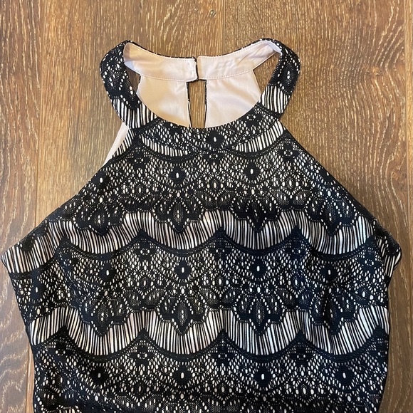 Guess Black Lace over Blush Halter Dress 6 - Picture 2 of 6